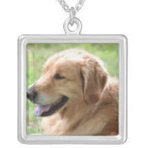 Golden Retriever Pup Sterling Silver Necklace