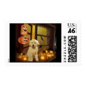 Golden Retriever Puppy Halloween Postage Stamp