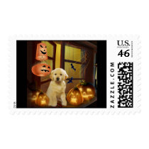 Golden Retriever Puppy Halloween Postage Stamp