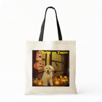 Golden Retriever Puppy Halloween Tote Bag