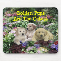 Golden Retriever Pups In Garden Mousepad