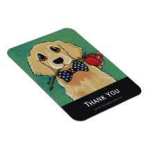 Golden Retriever & Rose Thank You Magnet