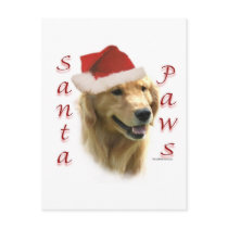 Golden Retriever Santa Paws postcards