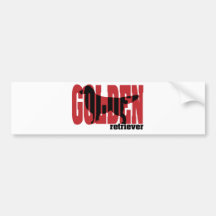 Golden Retriever Silhouette, Red and black Bumper Stickers