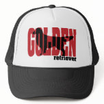 Golden Retriever Silhouette, Red and black Trucker Hat