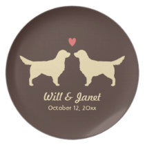 Golden Retriever Silhouettes with Heart and Text Plates