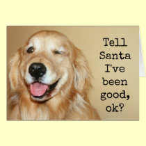 Golden Retriever "Tell Santa" Christmas Card cards