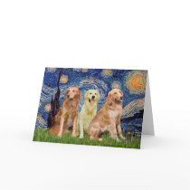 Golden Retriever Trio - Starry Night cards