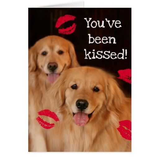 Golden Retriever Valentine's Day Kisses Card | Zazzle