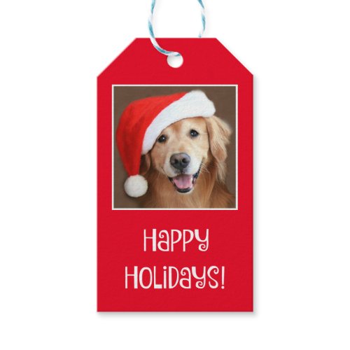 Golden Retriever With Red Santa Hat Pack Of Gift Tags