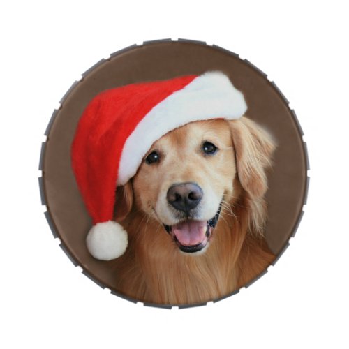 Golden Retriever With Santa Hat Candy Tins