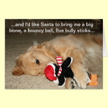 Golden Retriever With Santa Toy Greeting Card cards