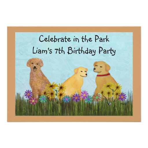 Golden Retrievers Birthday Party Invitations