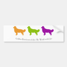 Golden Retrievers Color My World With Joy Bumper Stickers