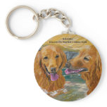 Golden Retrievers Frolic Keychain