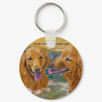 Golden Retrievers Frolic Keychain by RescueArt4GRs Golden Retrievers Frolic Keychain