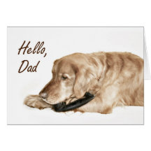 Golden Retriver calls Dad Father's Day card