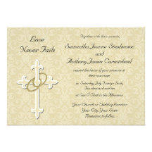 Golden Rings Christian Wedding Invitations