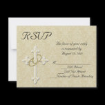 Golden Rings Christian Wedding RSVP Card
