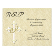Golden Rings Christian Wedding RSVP Card Custom Invitations