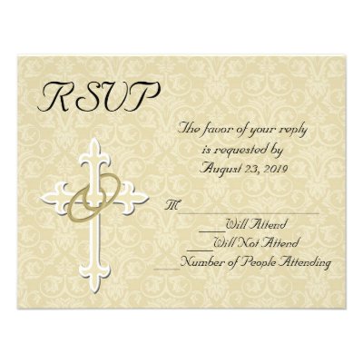 Golden Rings Christian Wedding RSVP Card Custom Invitations