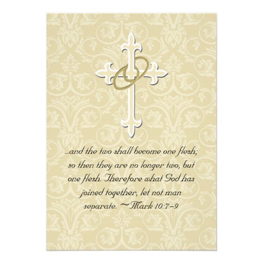 Golden Rings Cross, Christian Wedding Invitations