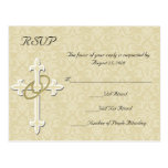 Golden Rings w/Cross, Christian RSVP Reply postcards