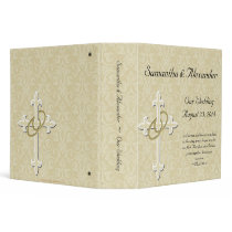 Golden Rings with Cross, Elegant Christian Love Binder
