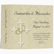 Golden Rings with Cross, Elegant Christian Love Binder
