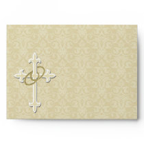 Golden Rings with Cross, Elegant Christian Love Envelope