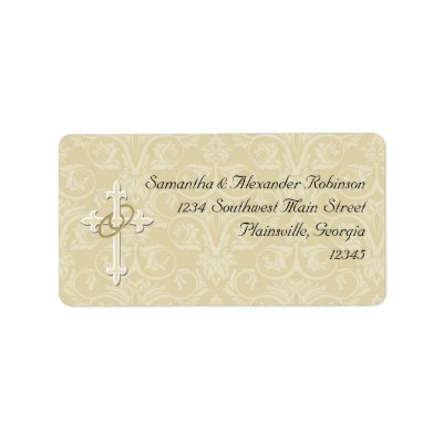 Golden Rings with Cross, Elegant Christian Love Custom Address Label