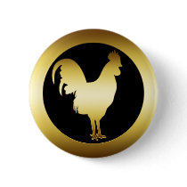 GOLDEN ROOSTER PINBACK BUTTON