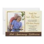 Golden roses - 50th wedding anniversary invitation
