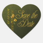Golden Roses Wedding Suite Save the Date Heart Stickers