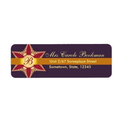 Golden Royal Lace Red Star Monogram Address Label label