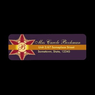 Golden Royal Lace Red Star Monogram Address Label label