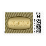 Golden RSVP postage stamps