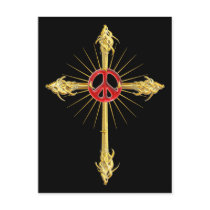 Golden Ruby Peace Cross Postcard