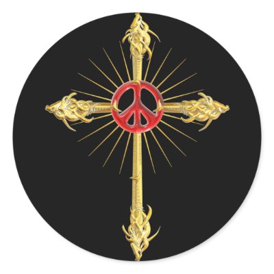 Golden Ruby Peace Cross Sticker by Curious_Dreams