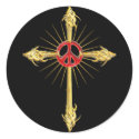 Golden Ruby Peace Cross Sticker
