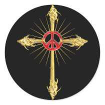 Golden Ruby Peace Cross Sticker by Curious_Dreams Golden Ruby Peace Cross Sticker