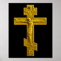 Golden Russian orthodox cross Posters