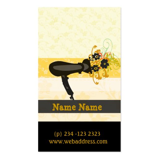 Golden Salon  Classy Hair Dryer Business Business Card (front side)