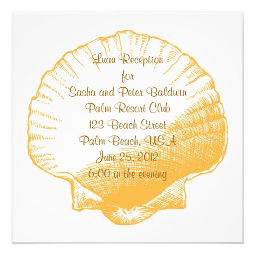Golden Sand Sea Shell Luau Reception Invitation
