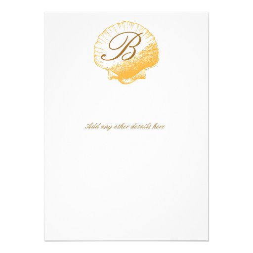 Golden Sand Sea Shells Wedding Invitation
