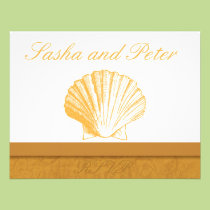 Golden Sand Shell Beach Wedding RSVP Cards invitations