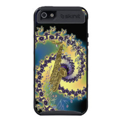 Golden Saxophone Swirling Rainbow Musical Notes Case For iPhone 5