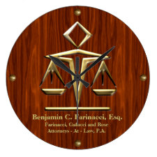 Golden Scales of Justice on Cherry (Personalized) Wallclock