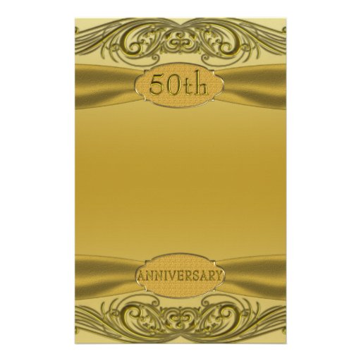 Golden Scrolls 50th Wedding Anniversary Stationery | Zazzle