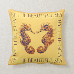 golden seahorses pillow